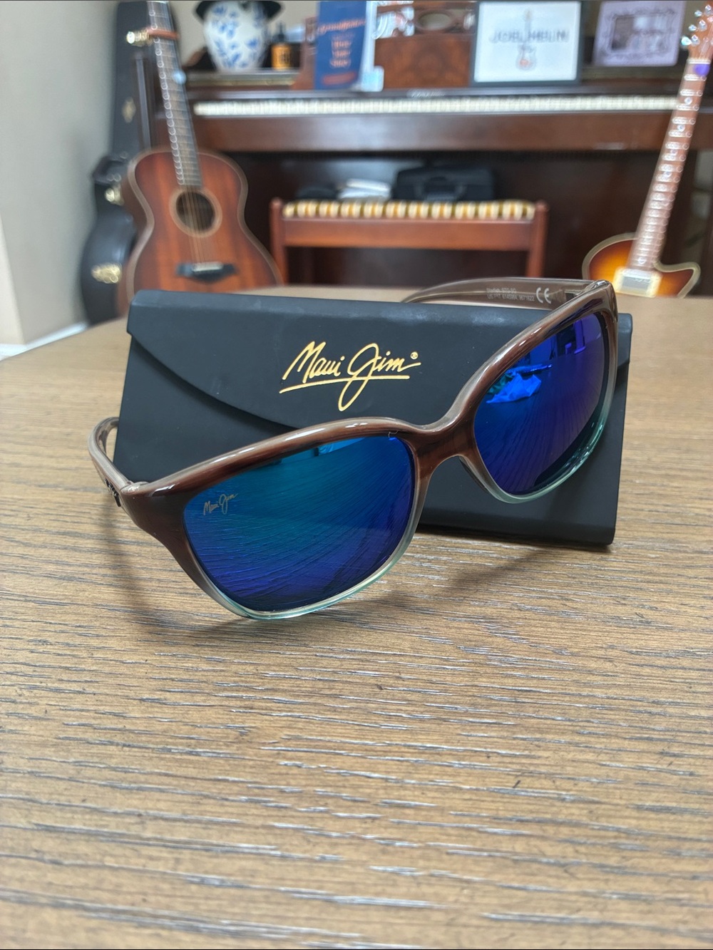 Maui Jim Brown Frame Blue Mirrored Polarized Sunglasses